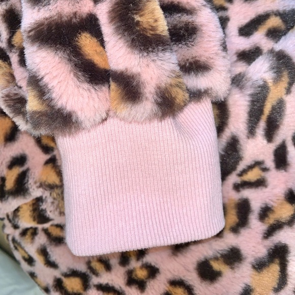 MITTOSHOP pink cheetah fur 1/2 zip pullover jacket women’s size Large 10 12 - Picture 14 of 14